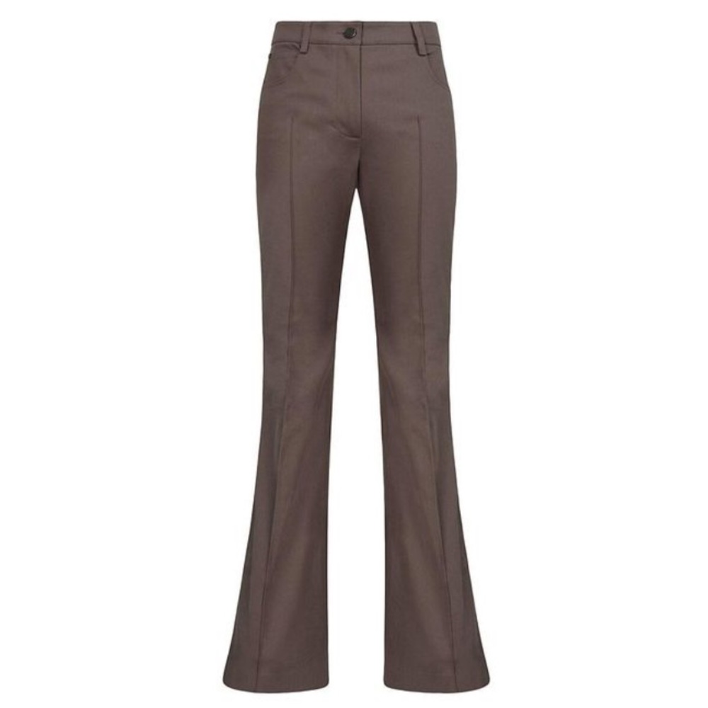SOLD REISS Florence Flared Jeans high rise cotton front darts brown pants 4 S - Picture 2 of 14